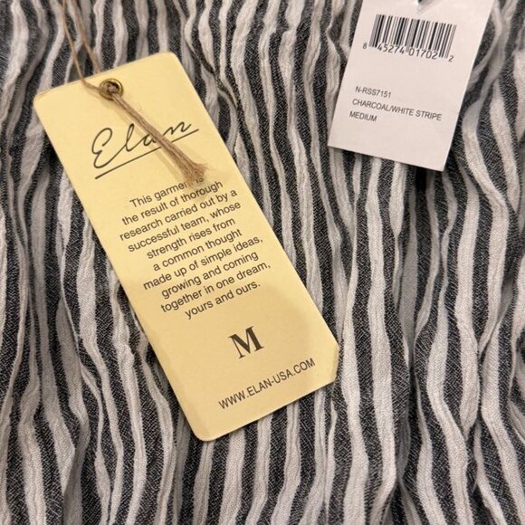 NWT ELAN Charcoal/White Striped Strapless Wide Leg Cover-Up Jumpsuit - Picture 3 of 3